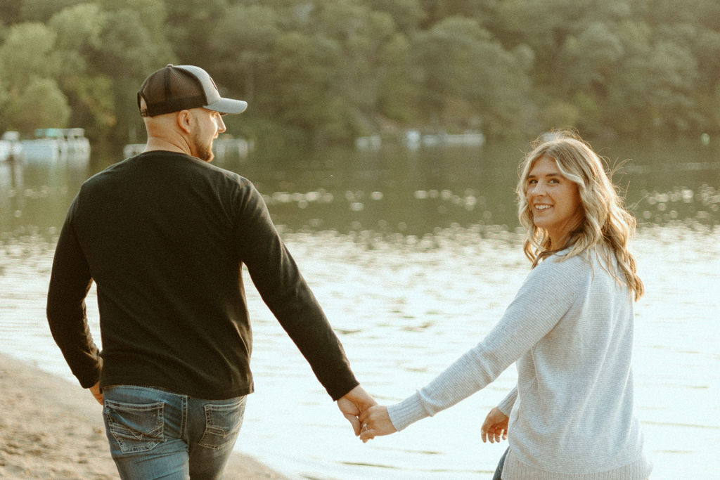 Stillwater, Minnesota Engagement Photos with Couple on a Beach
