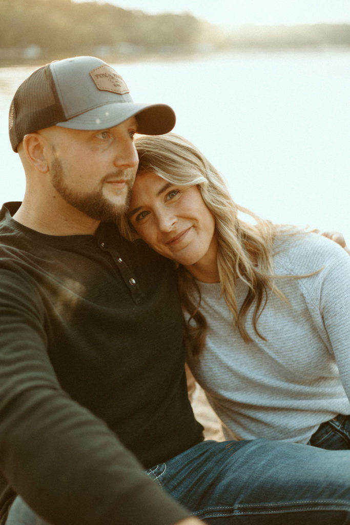 Stillwater, Minnesota Engagement Photos with Couple on a Beach