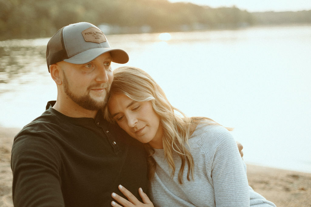 Stillwater, Minnesota Engagement Photos with Couple on a Beach