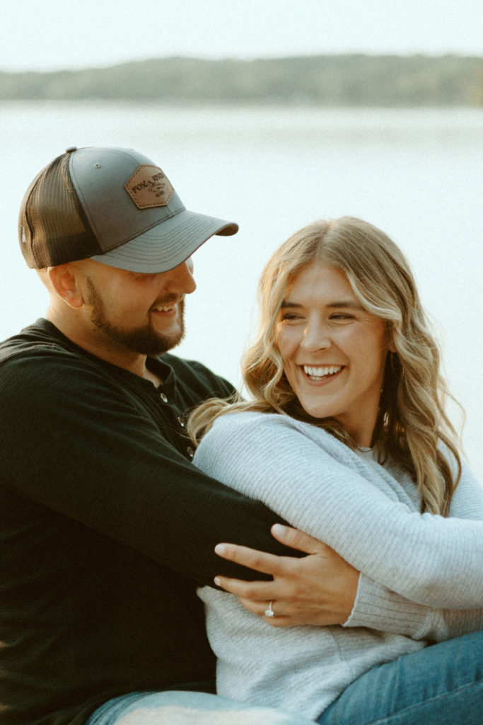 Stillwater, Minnesota Engagement Photos with Couple on a Beach