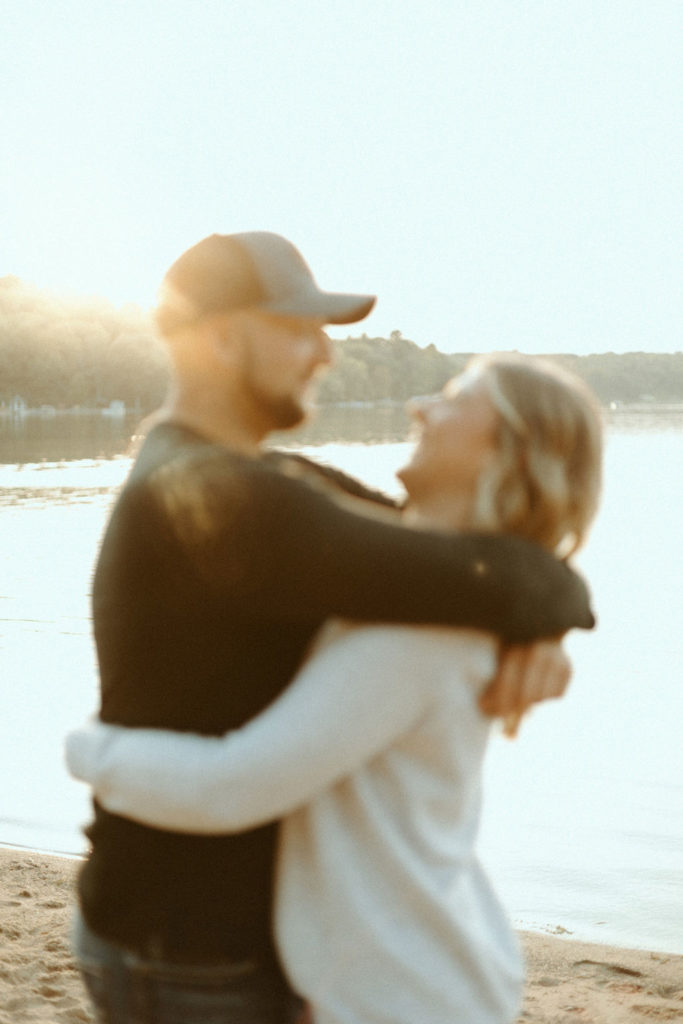 Stillwater, Minnesota Engagement Photos with Couple on a Beach